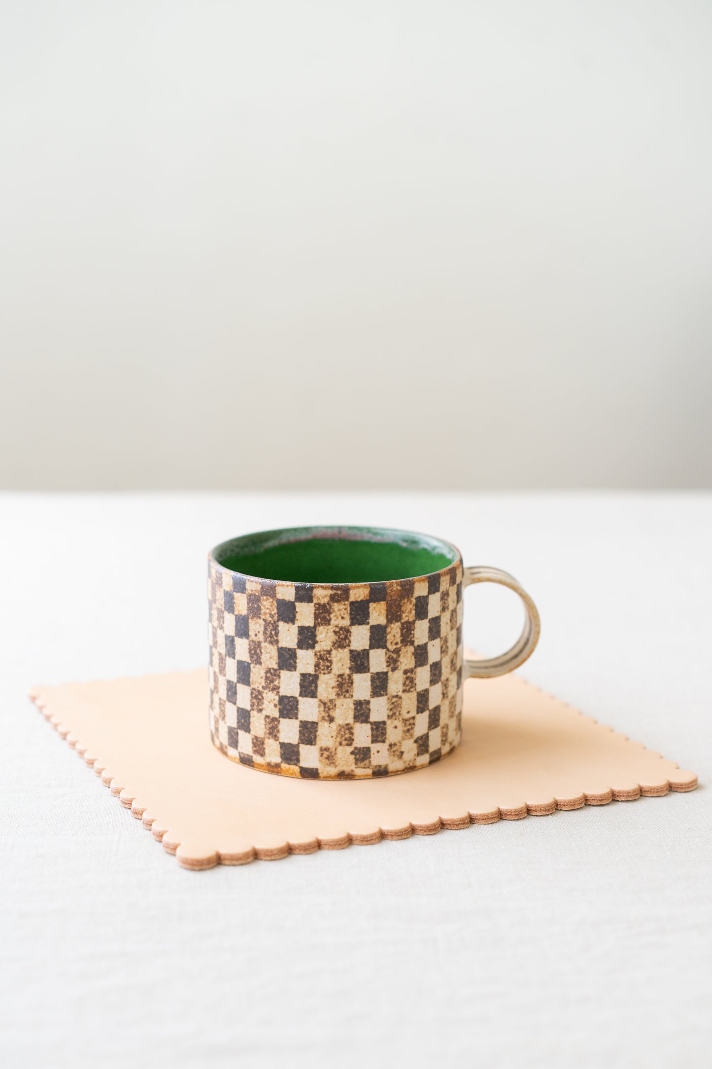 checkerboard mug * green interior