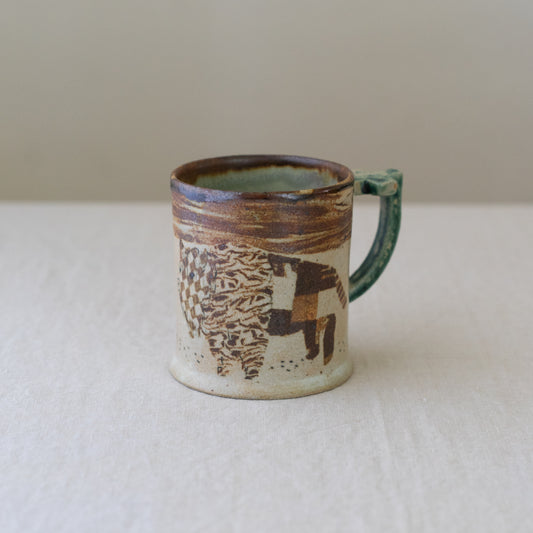 bison and flowers mug