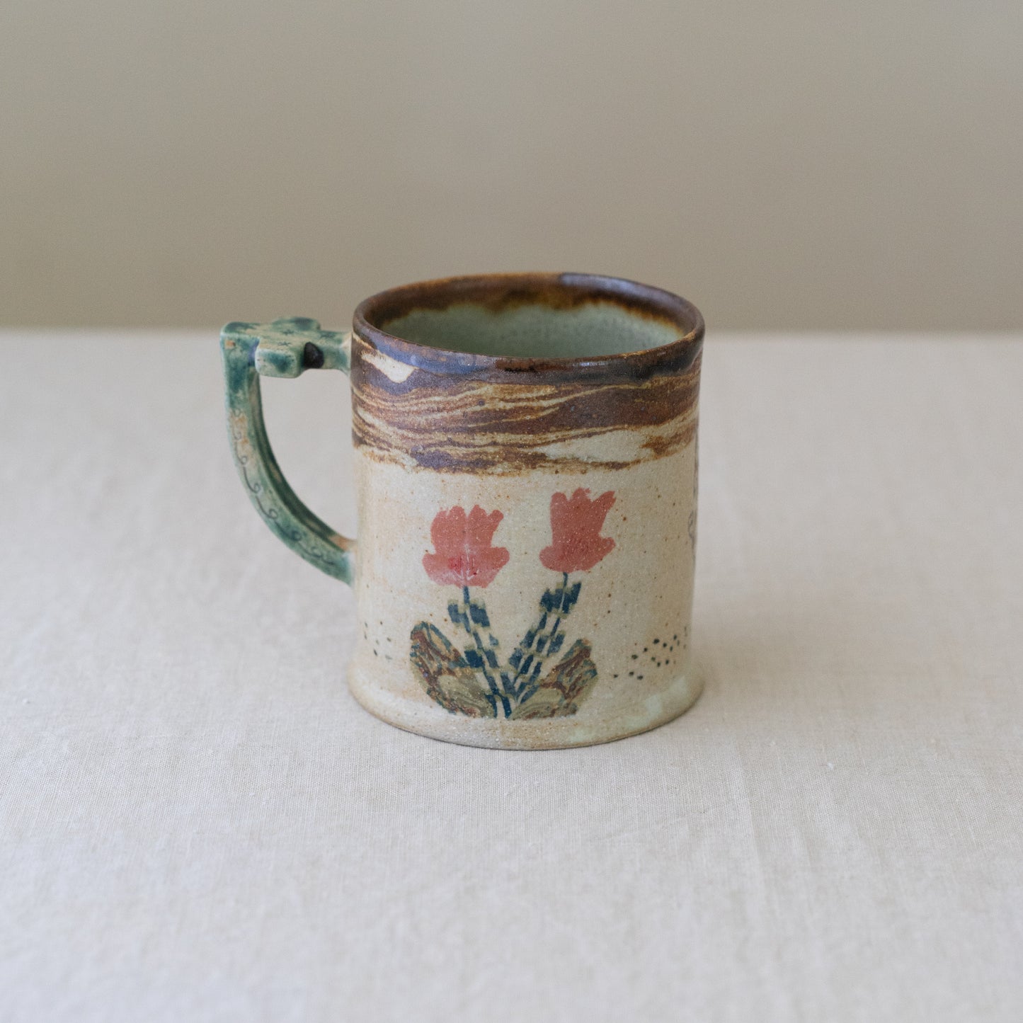 bison and flowers mug