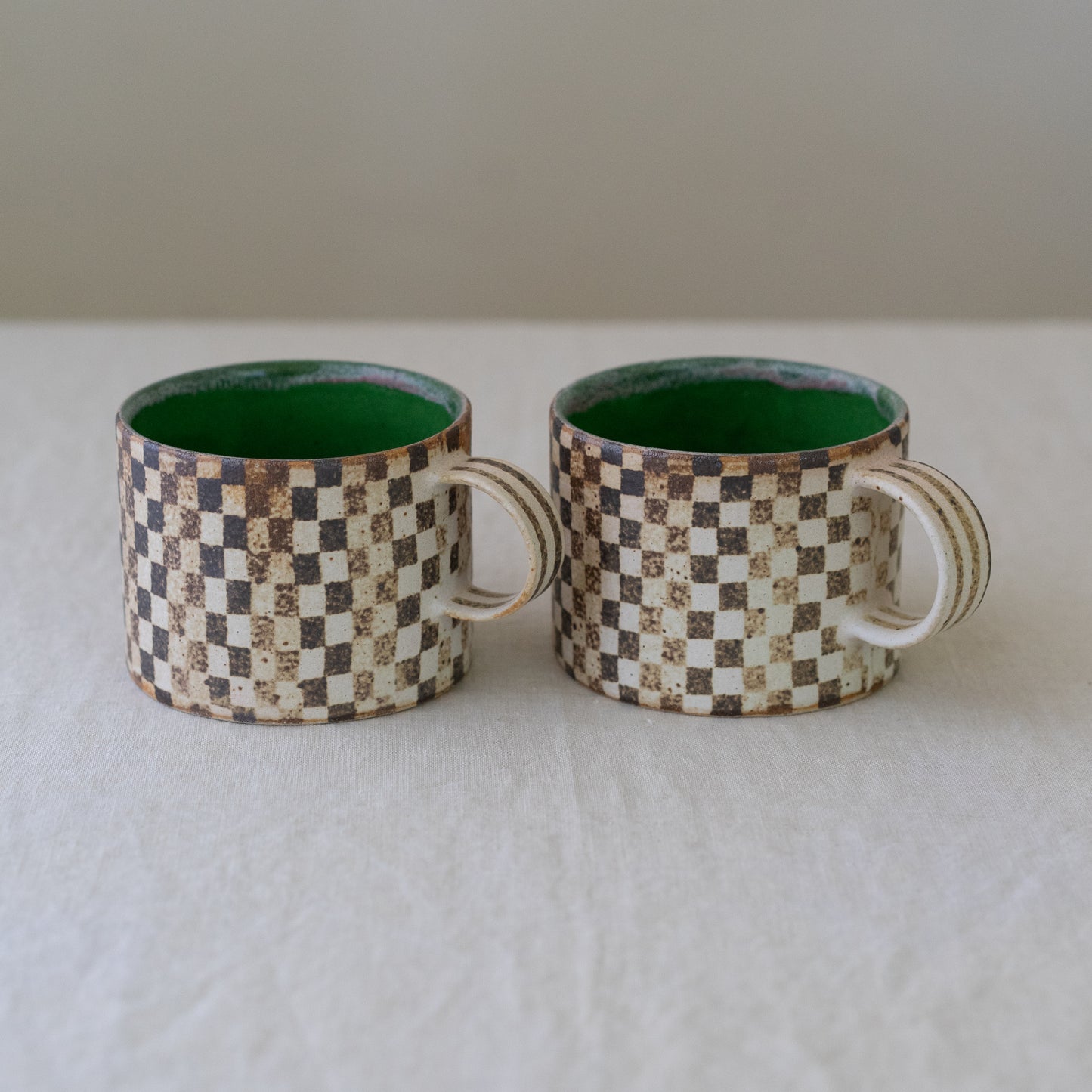 checkerboard mug * green interior