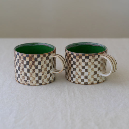 checkerboard mug * green interior