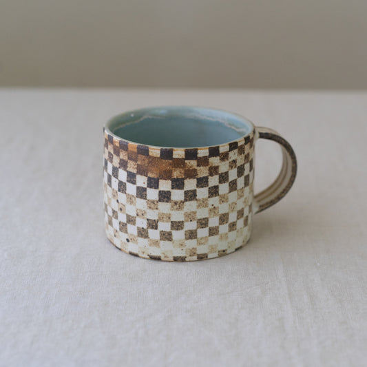 checkerboard mug * blue interior no. 1