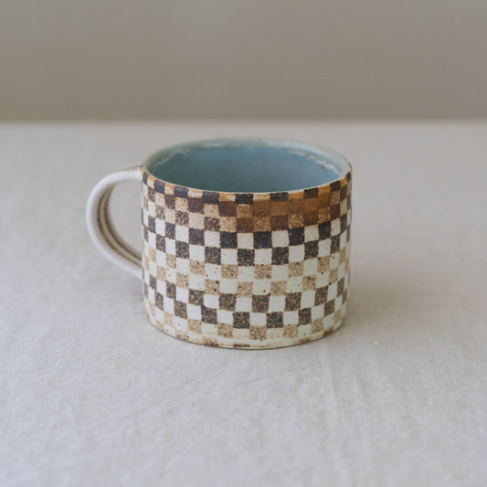 checkerboard mug * blue interior no. 2